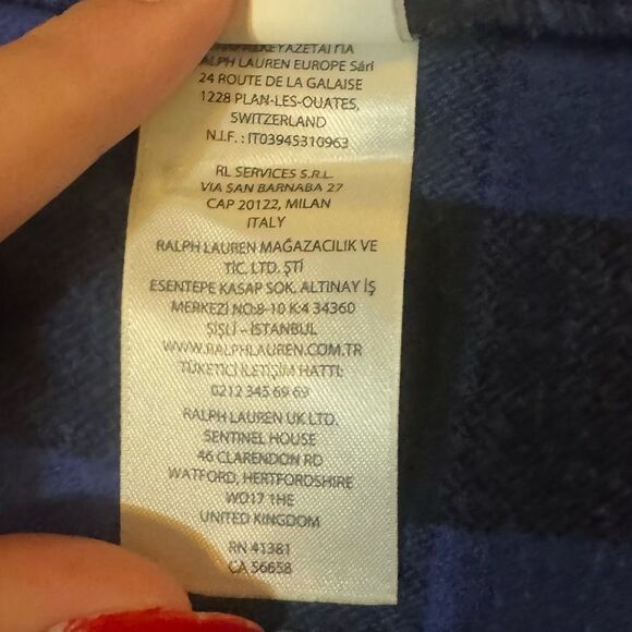 POLO RALPH LAUREN | Blue&Black Checkered Fringe Hem Belted Jacket - Picture 11 of 13